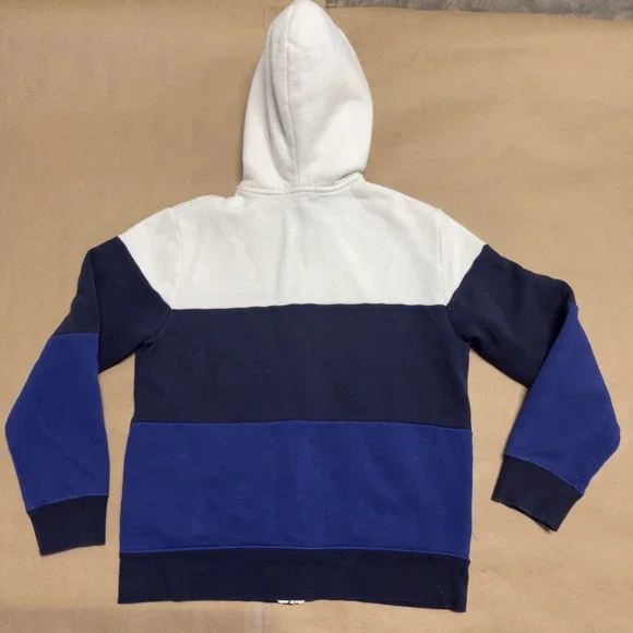 Polo Ralph Lauren Kids Boys L 14-16 Colorblock Full Zip Hoodie White Navy Blue - Picture 12 of 12